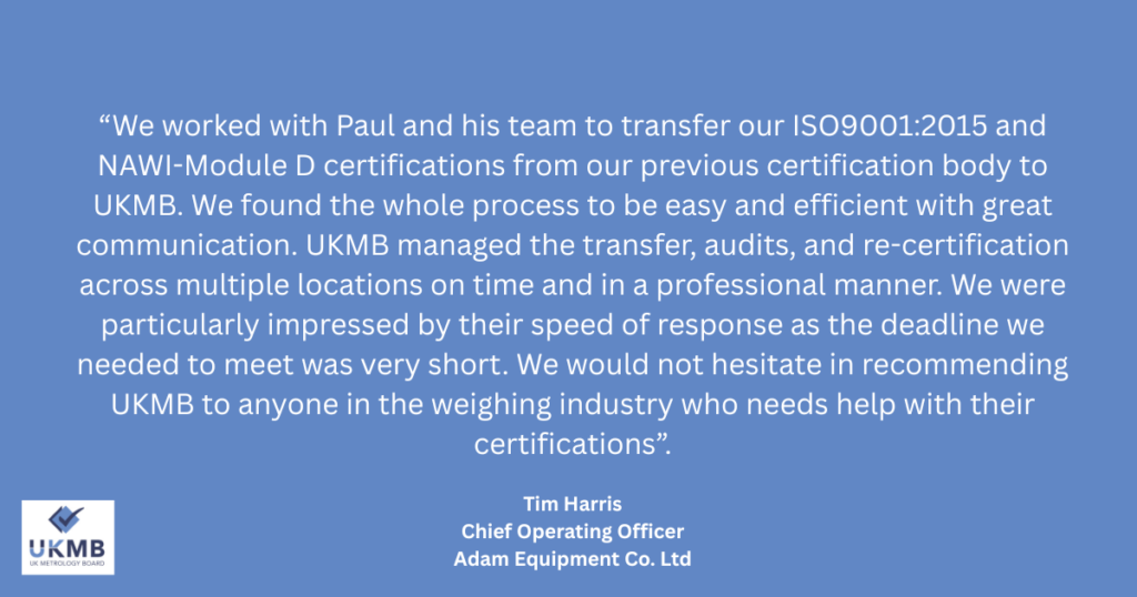 A testimonal from Tim Harris, Chief Operating Officer, Adam Equipment