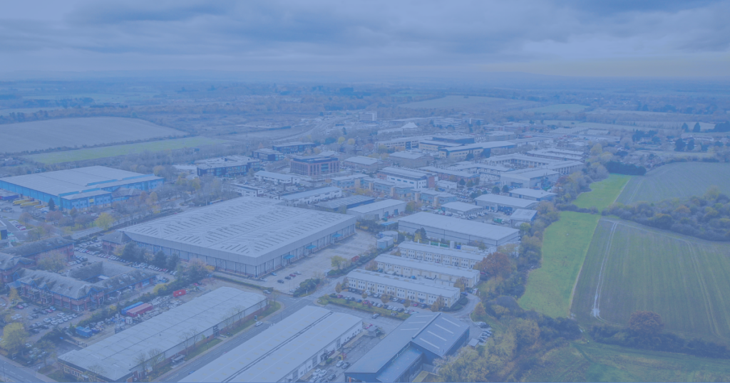 An aerial shot of some UK factories