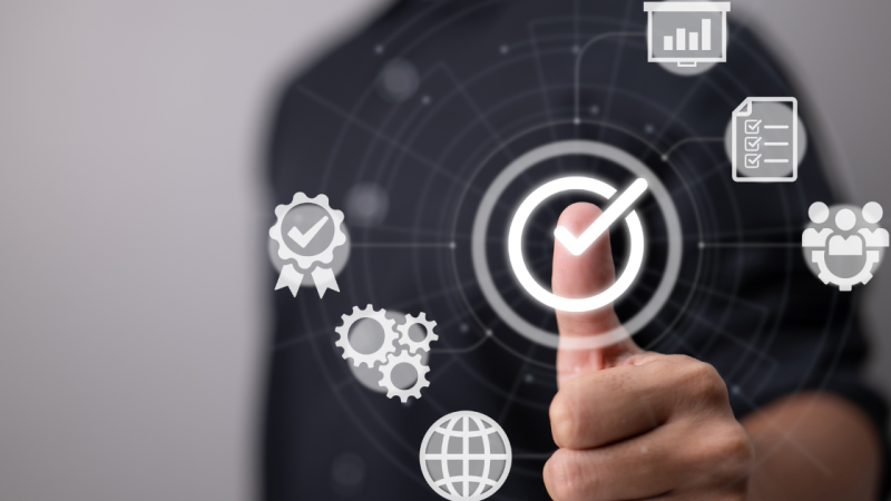 An image of man with a tick box overlay to highlight our January Metrology News